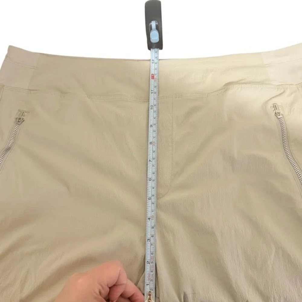 Athleta Khaki‎ Cream Trekkie Relaxed Mid Rise Jogger Nylon Pants Womens Plus 16